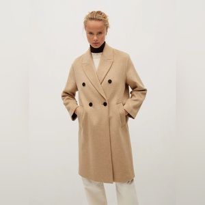 NWT Mango Bartoli Buttoned Wool Coat in Beige, size S
